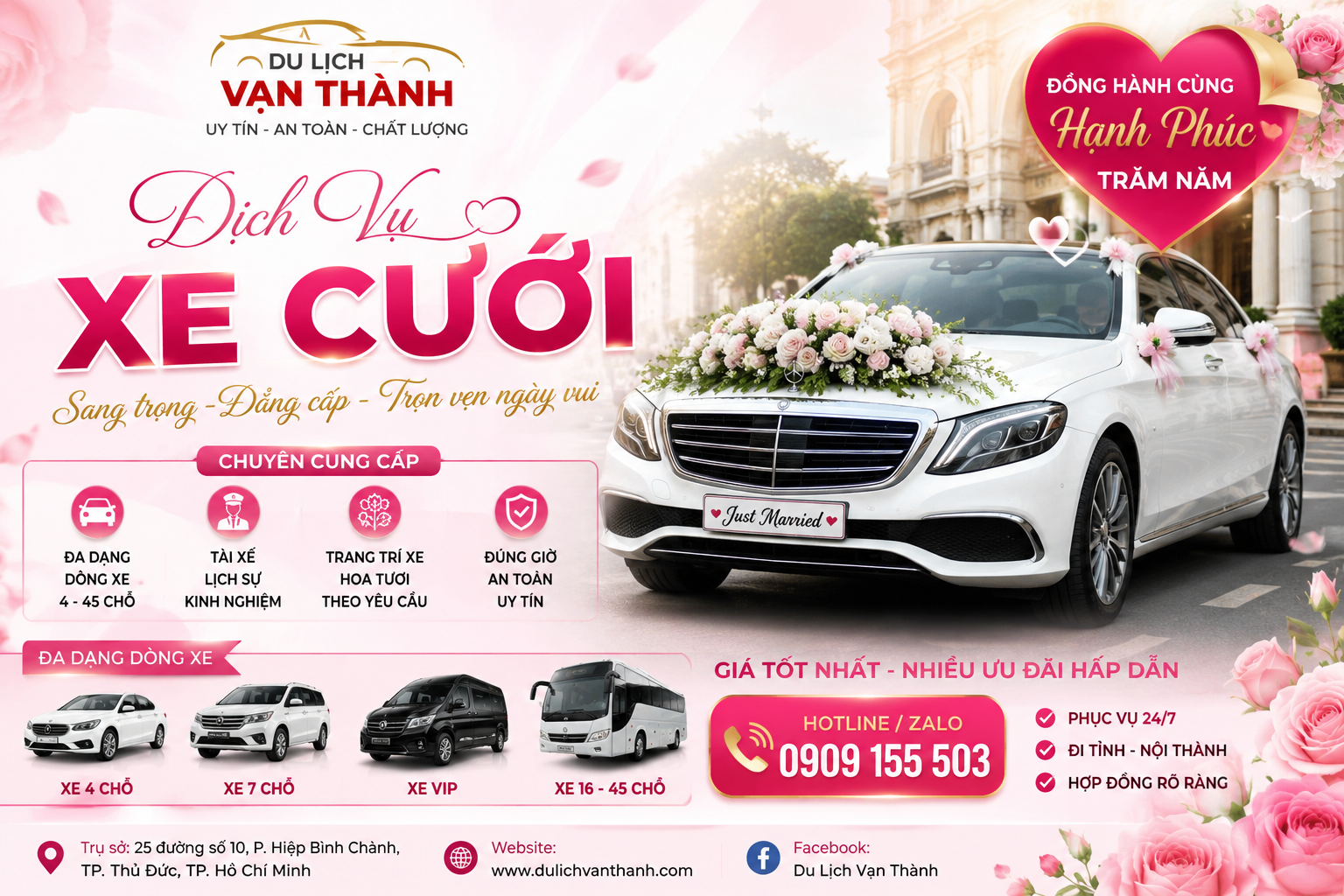 Thuê Xe Cưới Hồ Chí Minh – Dịch Vụ Xe Hoa Đẹp Tại TP.HCM